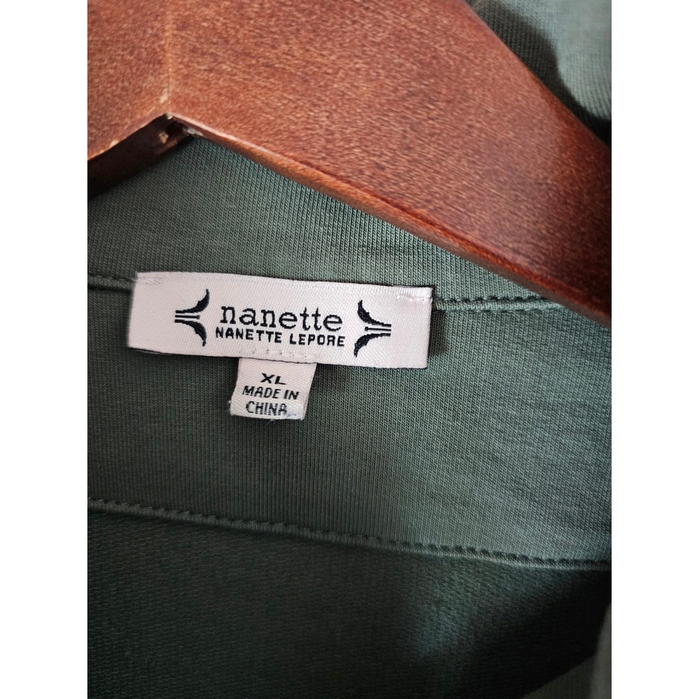 Nanette Lepore Olive Green Button Front Cotton Blend Utility Jacket Knit Size XL - Picture 4 of 8